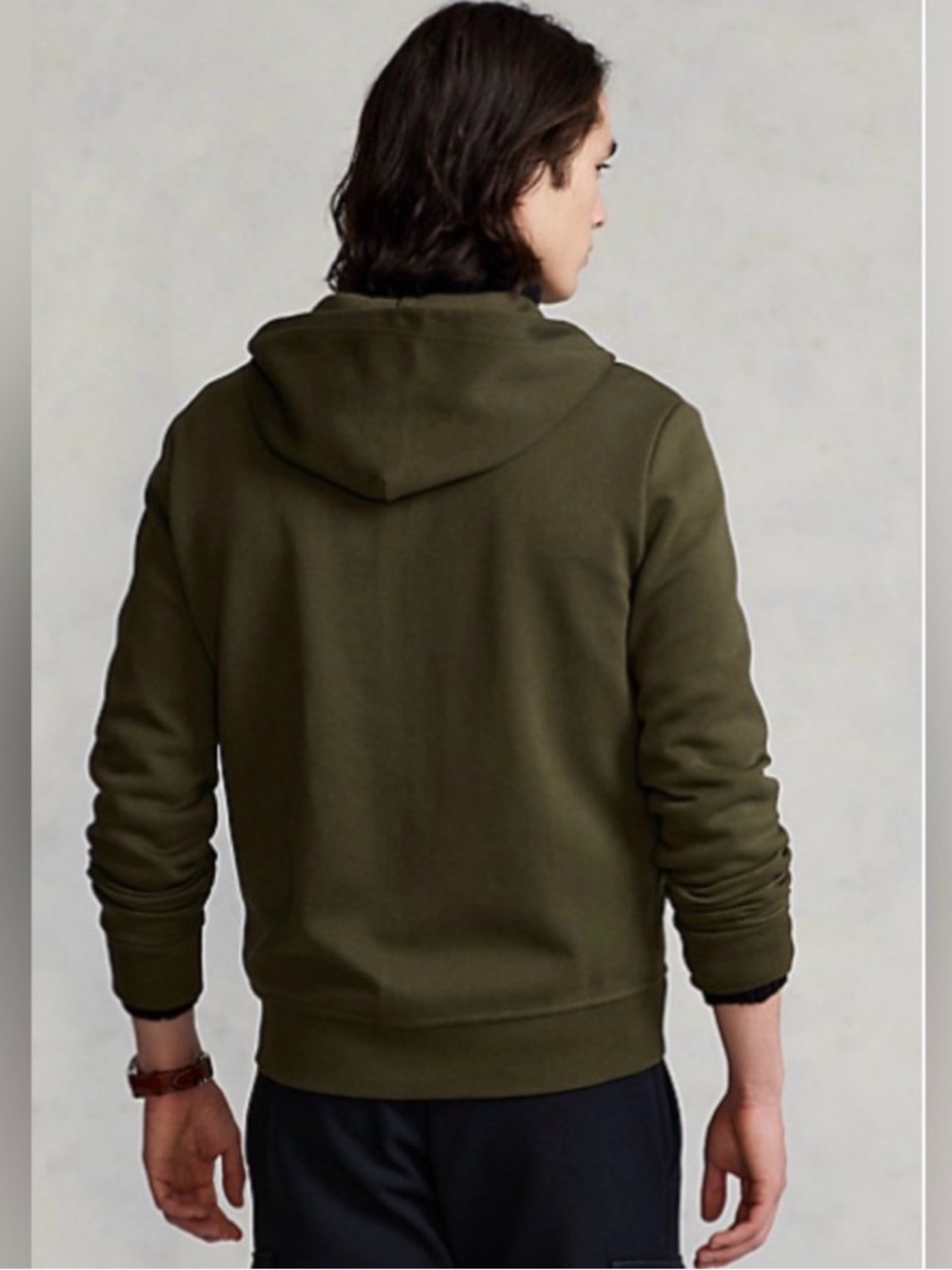 Polo Ralph Lauren Men's M Double Knit Full Zip Hoodie Olive Green - Picture 2 of 6